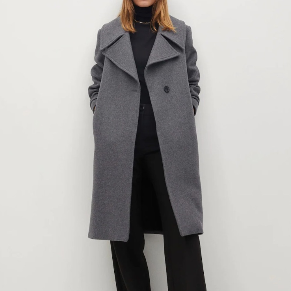 Mango long wool coat, x-small, gray
